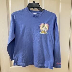 The Disney Catalog Blue Embroidered Cinderella Long Sleeve Top Girls SZ L 10-12